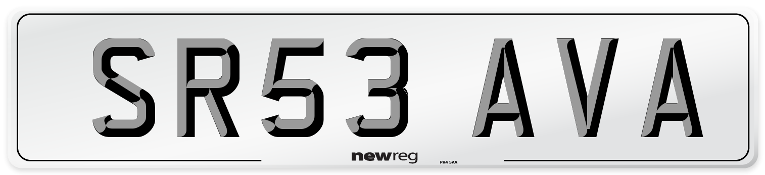 SR53 AVA Number Plate from New Reg